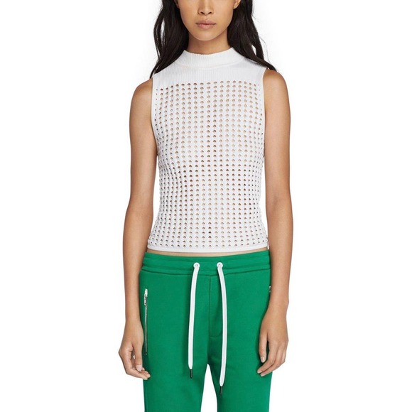 rag & bone Tops - RAG & BONE Ingrid Turtleneck Sleeveless Open Knit Top White L